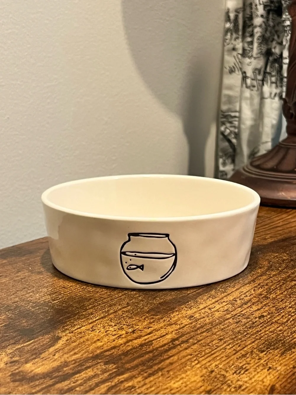 Rae Dunn Ceramic Fish Cat Food Bowl